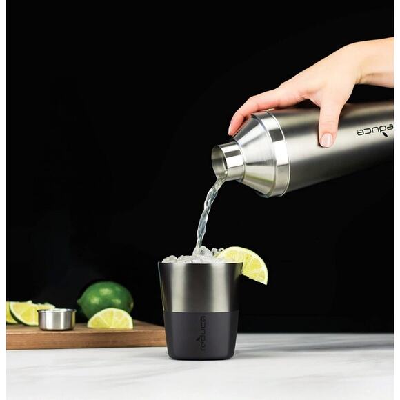 Reduce Stainless Steel Insulated Cocktail Shaker w/Built-In Strainer, 20oz Gray - Picture 6 of 7